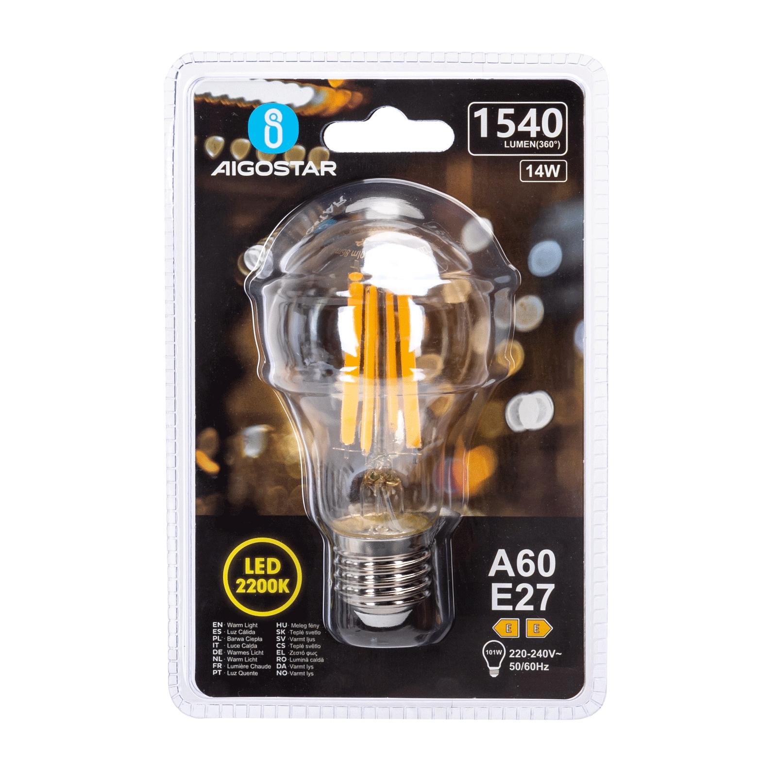 Żarówka LED Filament (Bursztynowa) A60 E27 14W