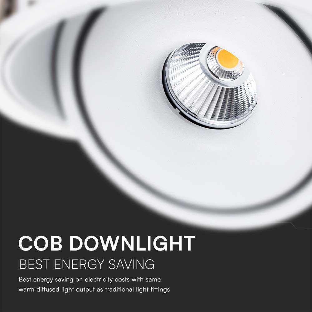 12W Oprawa COB Downlight LED, Barwa: 3w1, Obudowa: Biała , VTAC, SKU 10579