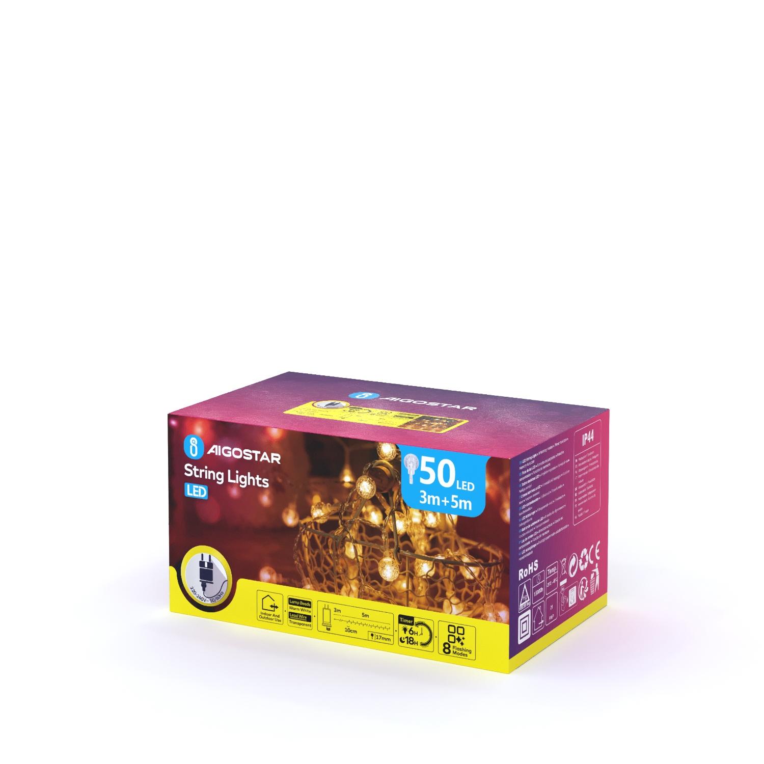 Low voltage bubble string lights, warm white, 5m