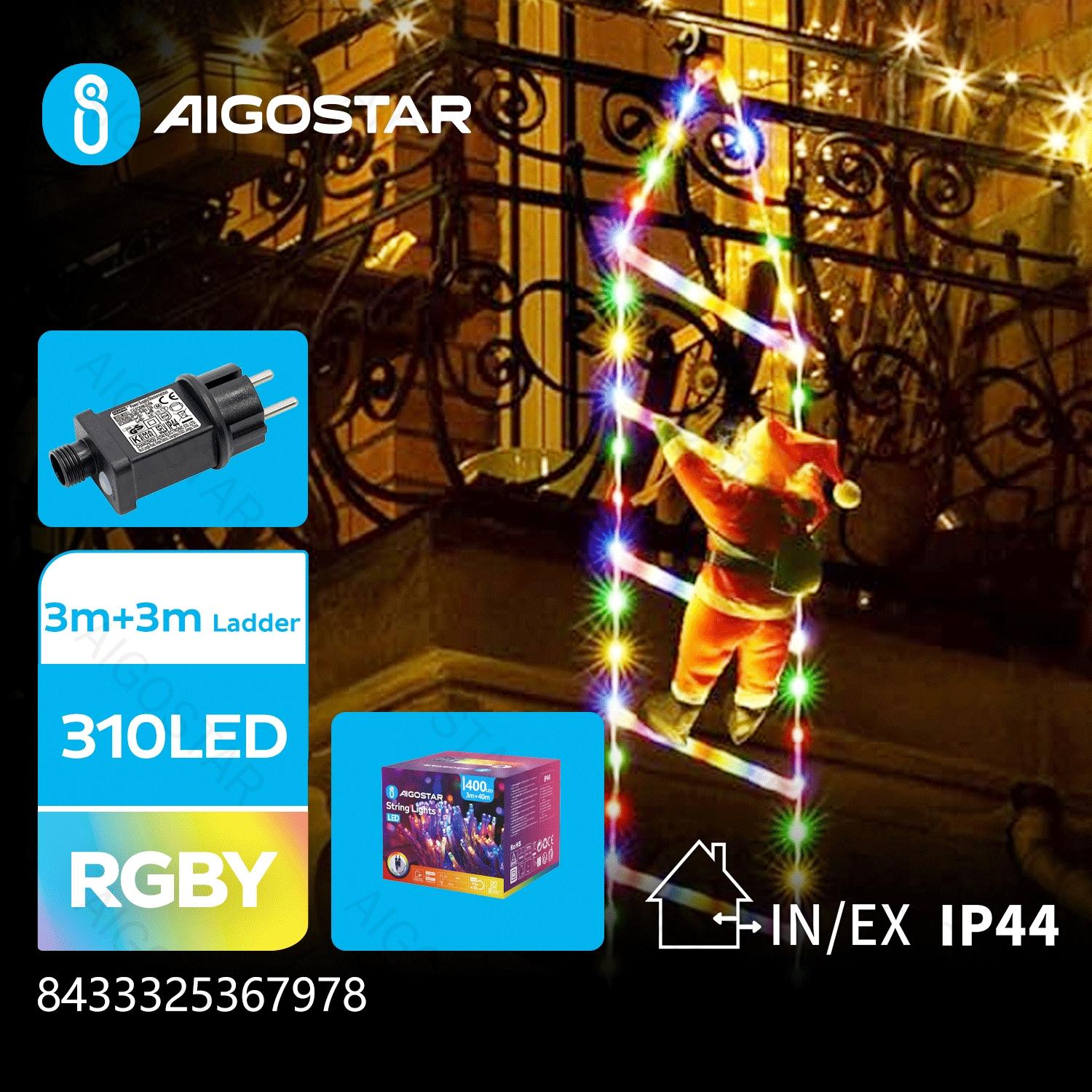 Low-voltage Santa Claus with climbing ladder, 3m+3m, RGBY