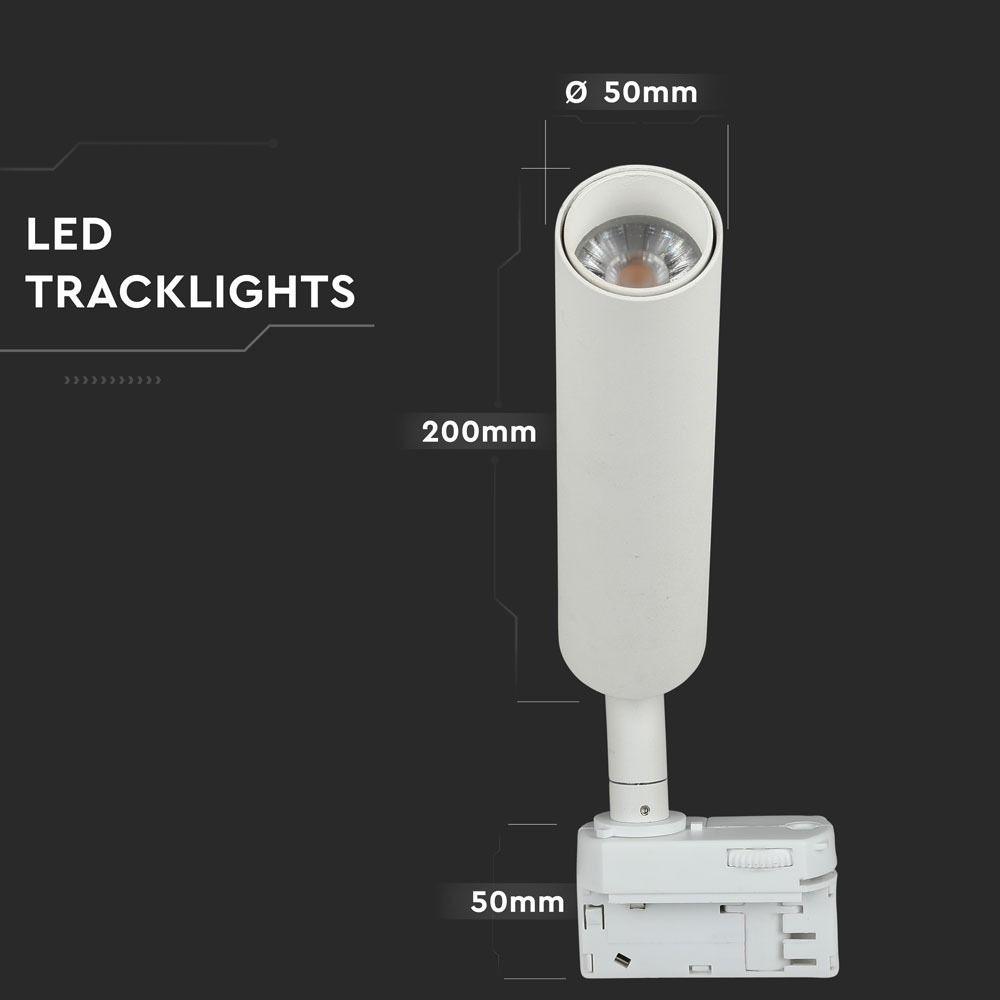 15W Lampa LED na szynoprzewód , Chip SAMSUNG, Barwa:5000K, 5 Lat gwarancji, Obudowa: Biała, VTAC, SKU 358