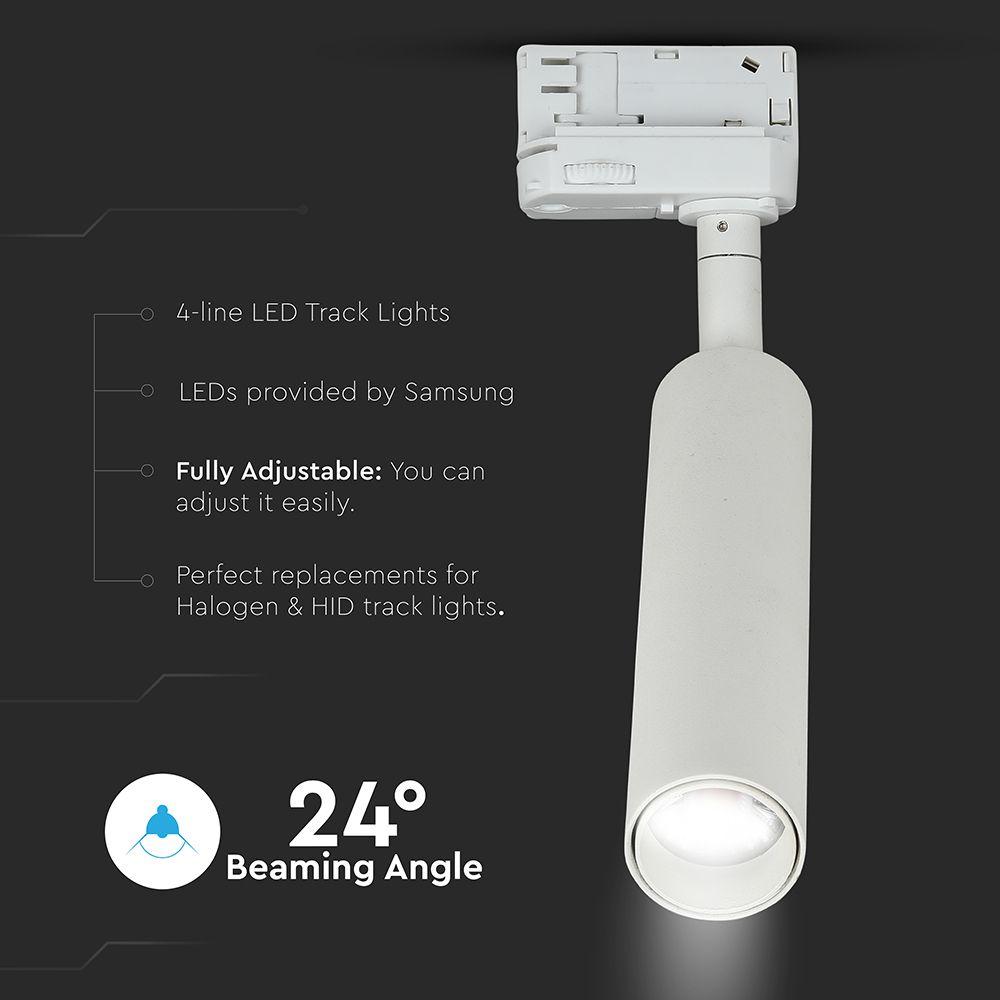 20W Lampa LED na szynoprzewód , Chip SAMSUNG, Barwa:5000K, 5 Lat gwarancji, Obudowa: Biała, VTAC, SKU 364