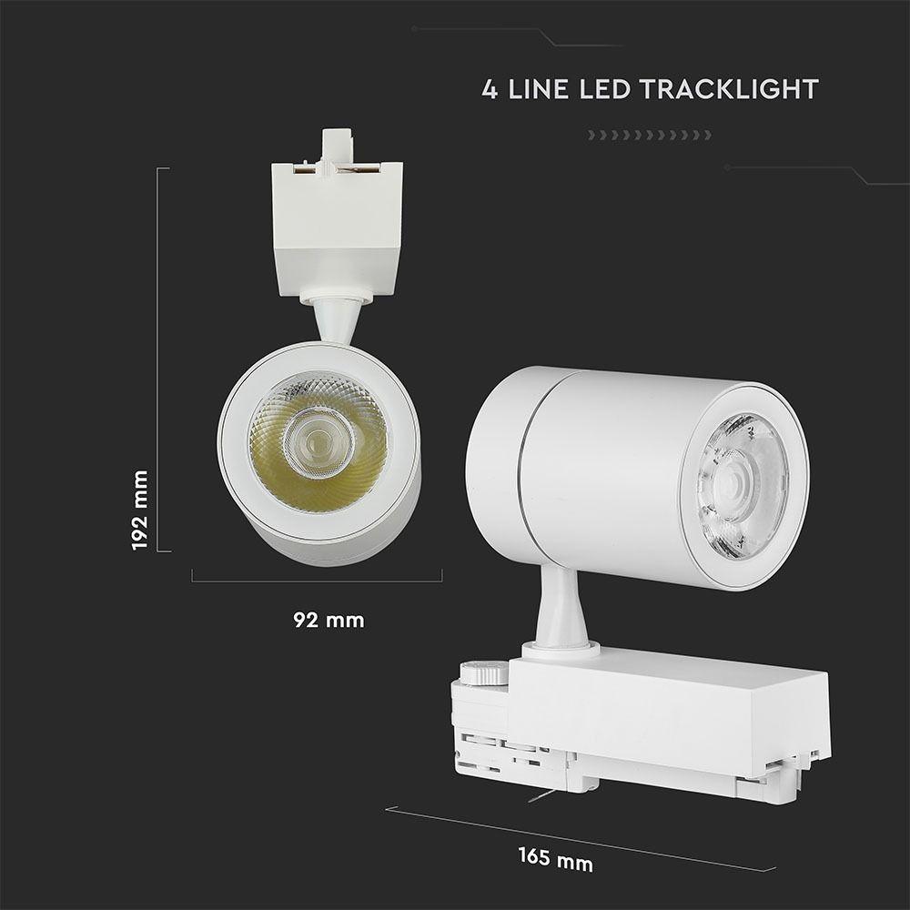 35W Lampa LED na szynoprzewód, Barwa:3000K, Obudowa: Biała, VTAC, SKU 1255