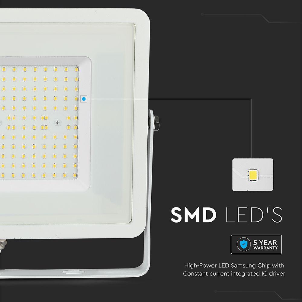 100W Naświetlacz LED SMD, Chip SAMSUNG, Barwa:4000K, Obudowa: Biała , Wydajność: 115lm/w, VTAC, SKU 21768