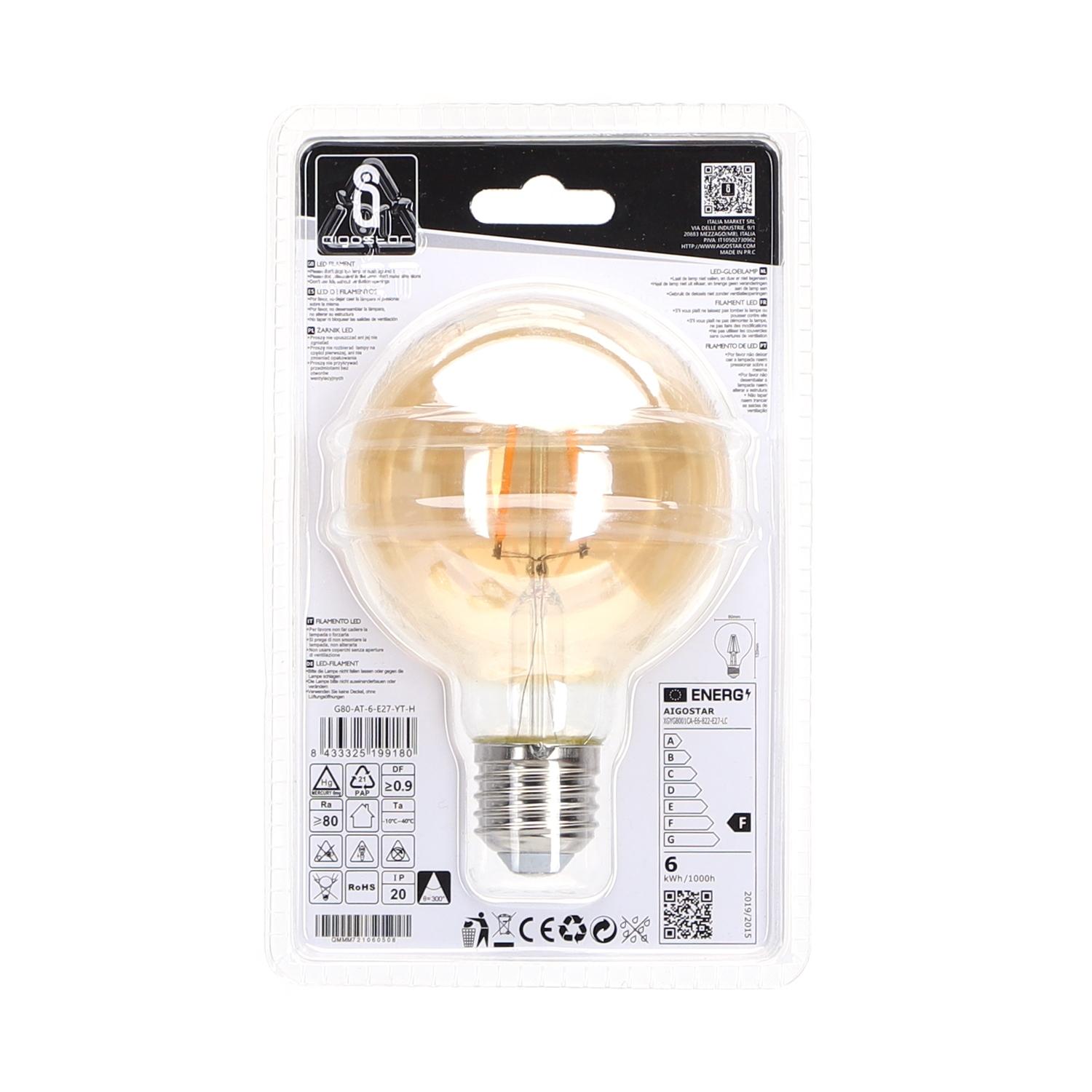 LED Filament Bulb (Amber) G80 E27 6W