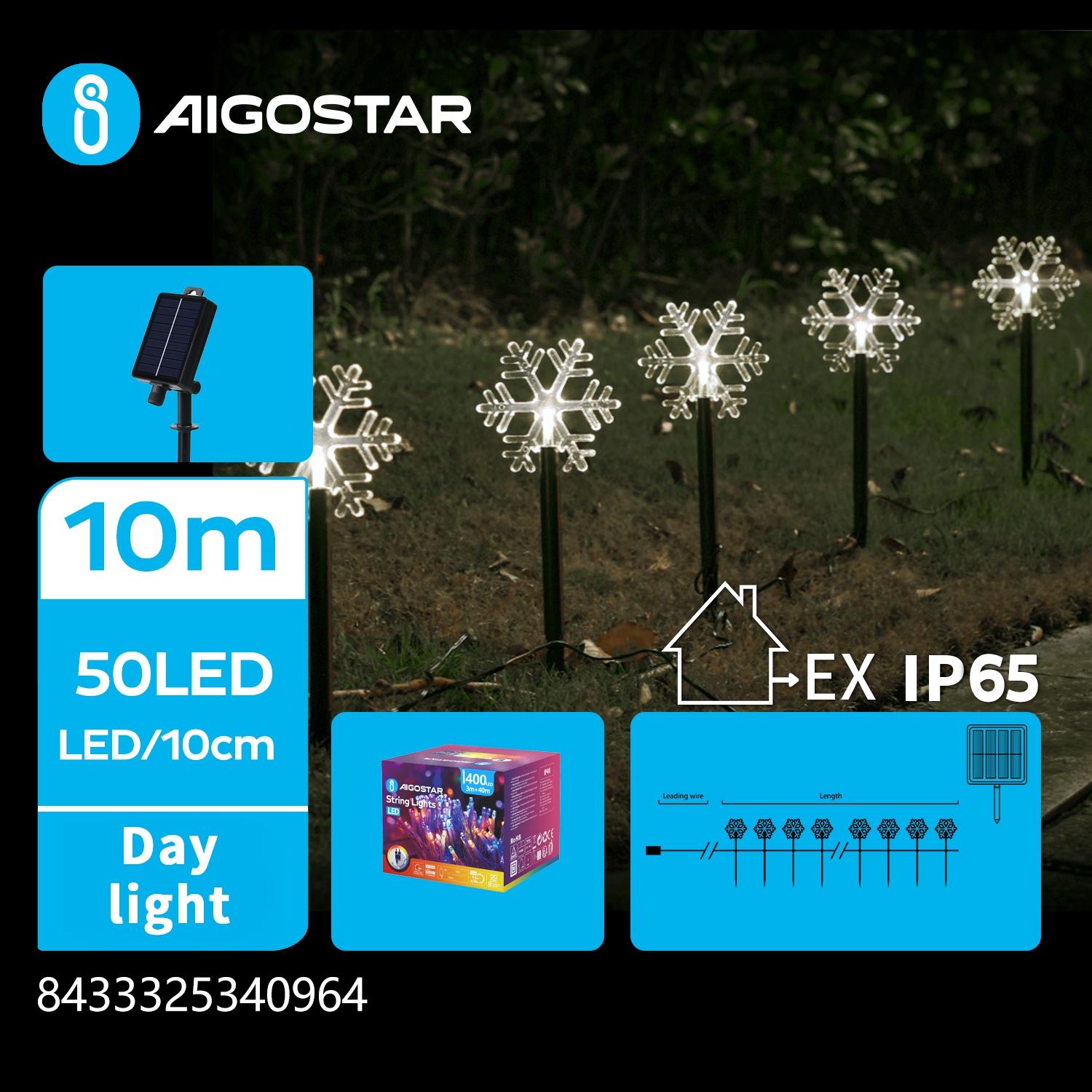 Solar snowflake ground-inserted light, cold white, 1m