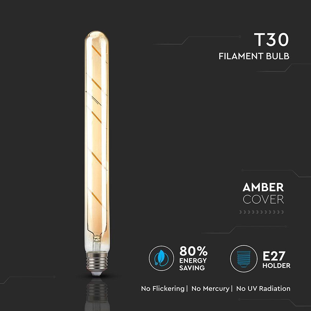 5W T30 Żarówka LED Filament, Klosz Bursztynowy, Barwa:2200K, Trzonek:E27, VTAC, SKU 7142