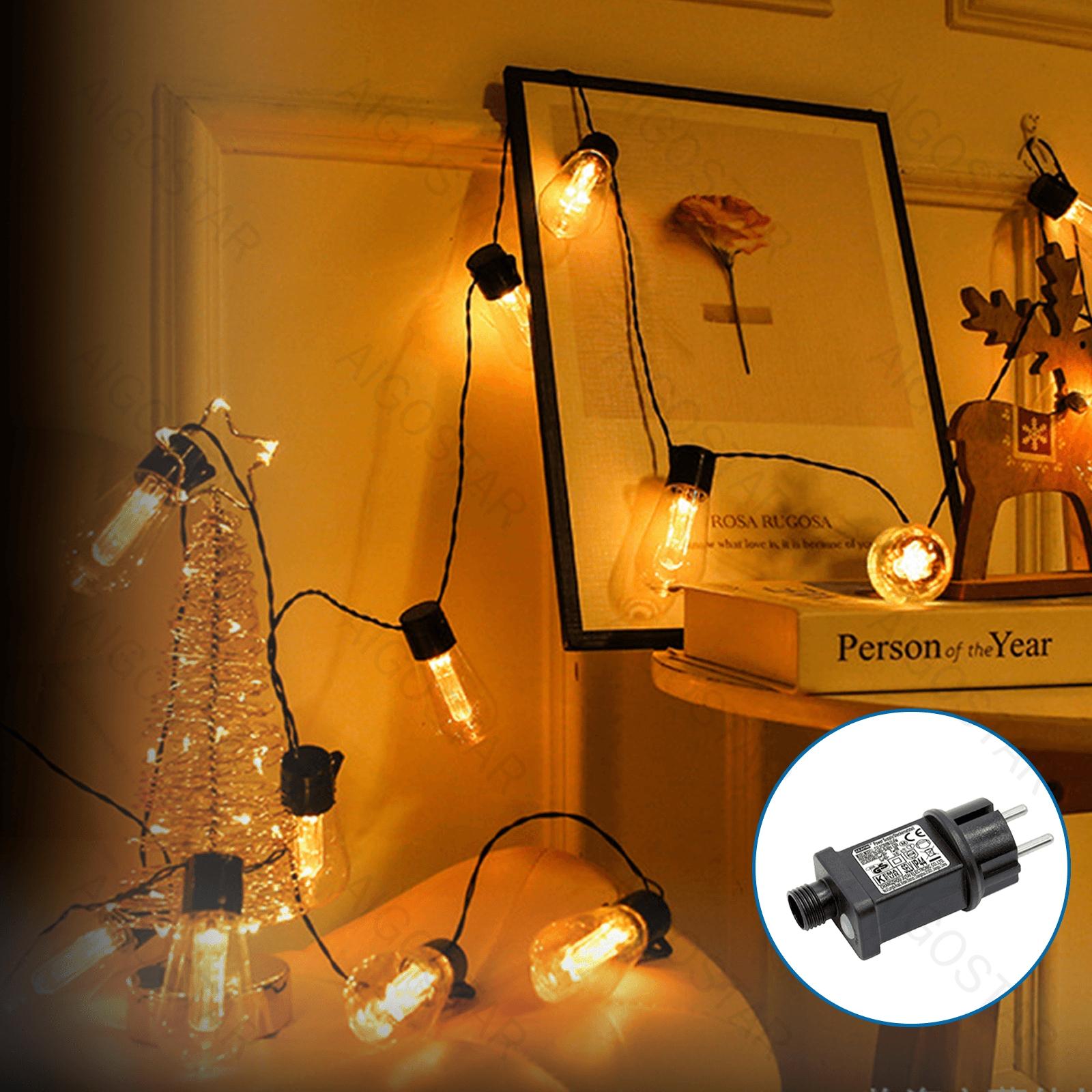 Low voltage light string -S bubble column - Warm white -3M+5M-10LED-50CM/ LED-Black line -8 function + timing + memory IP44