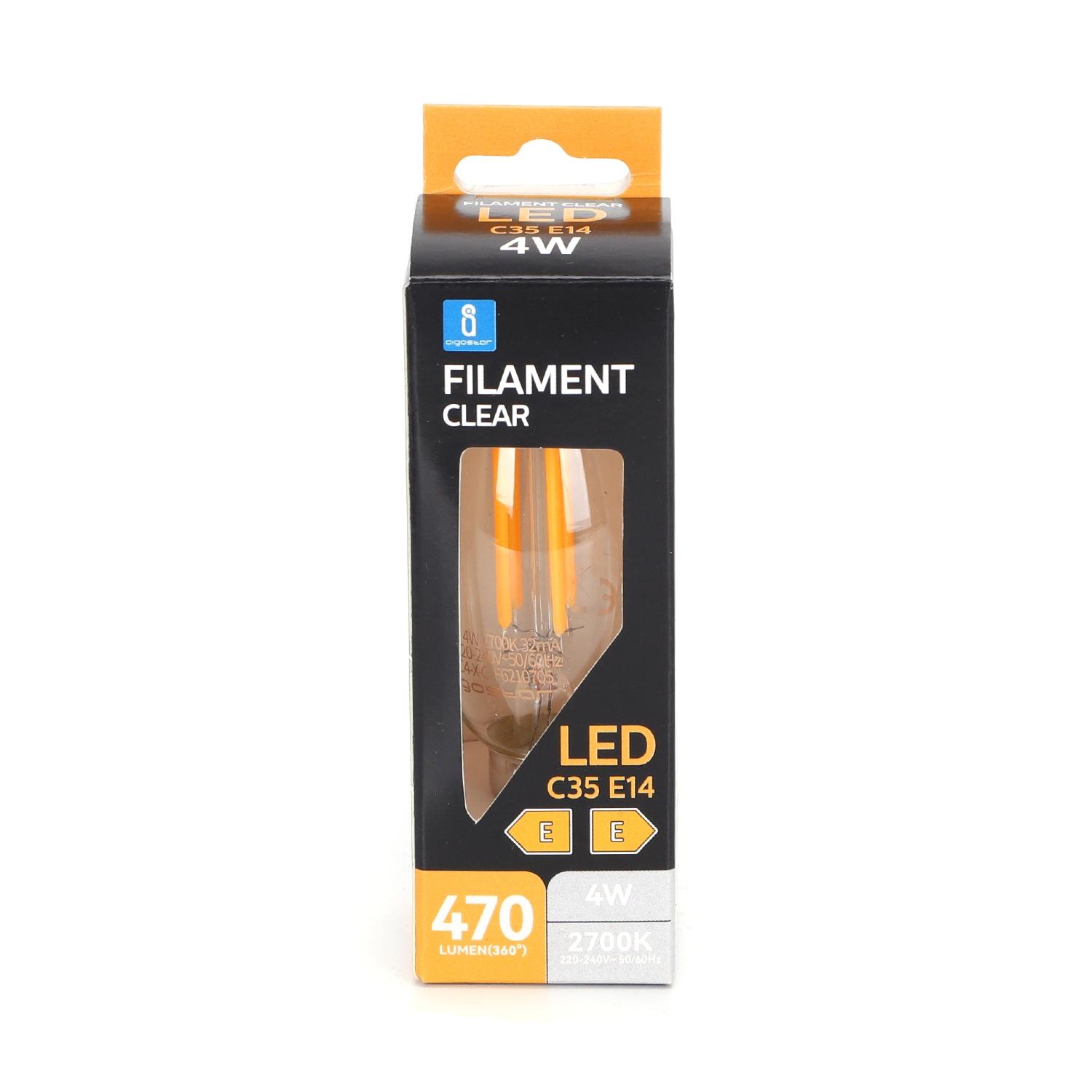 Żarówka LED Filament (Przezroczysta) C35 E14 4W(4W,E14,2700K,470lm)