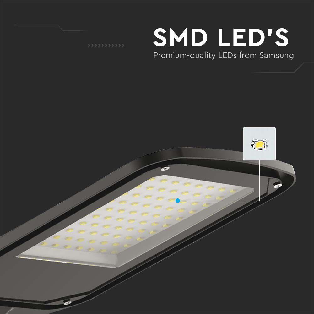 100W Lampa Uliczna LED, Barwa: 6500K, Obudowa: Czarna, VTAC, SKU 10211