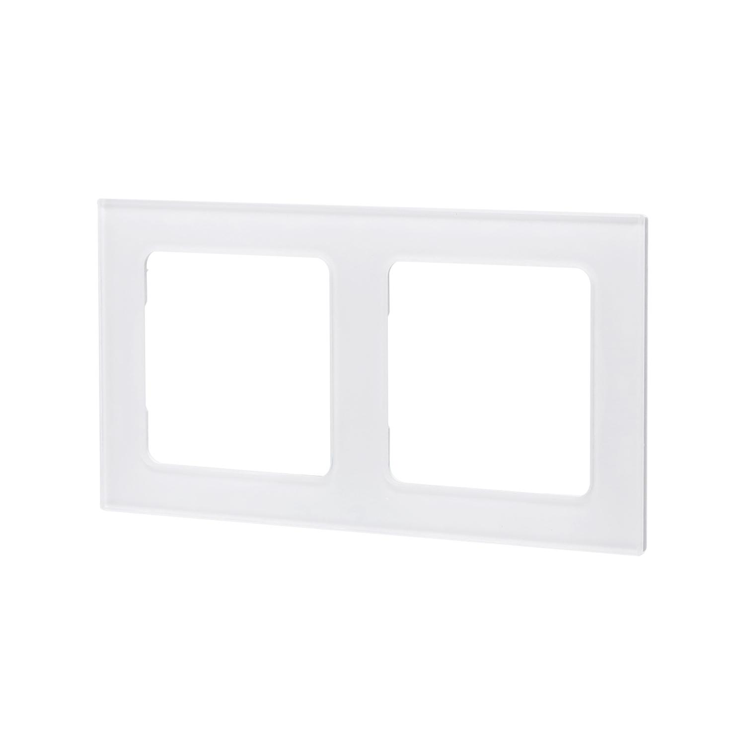 German-French Two Gang Glass Wall Plate White