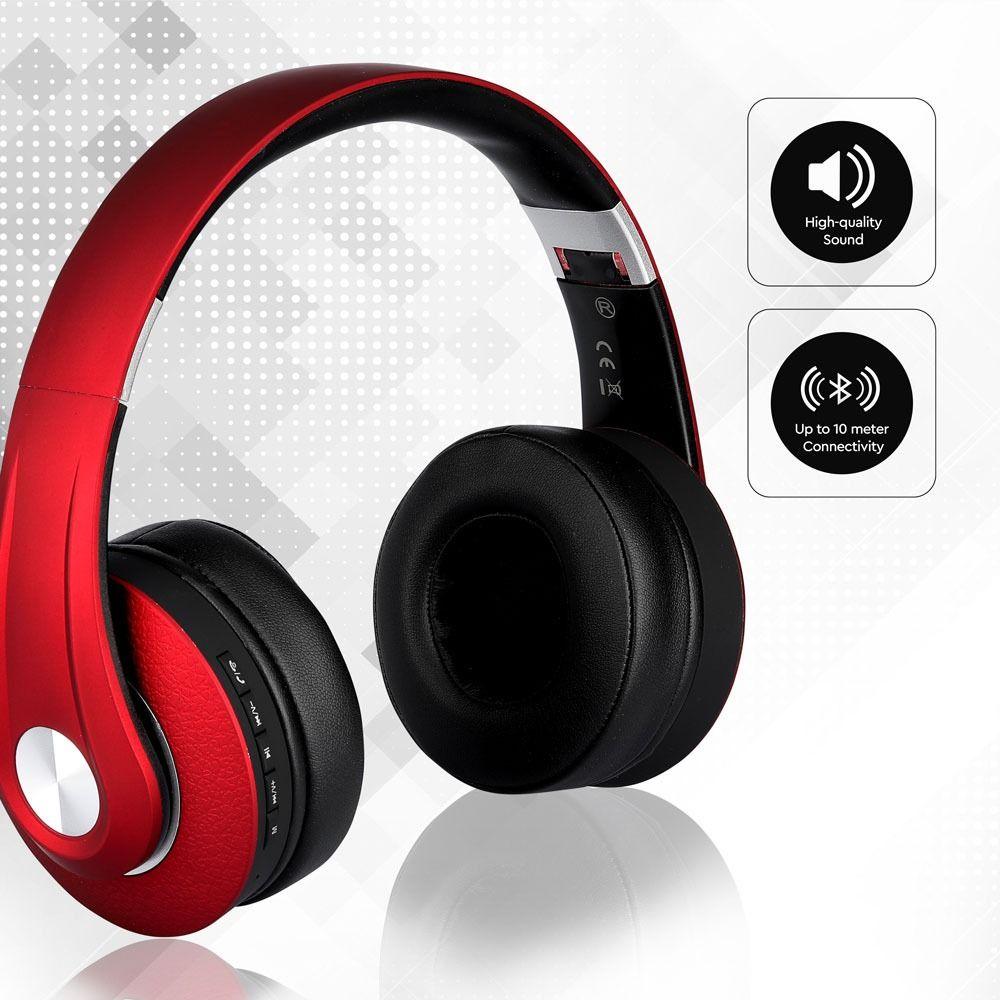 VT-6322 BLUETOOTH WIRELESS HEADPHONE WITH ADJUSTABLE HEAD-500mah-RED