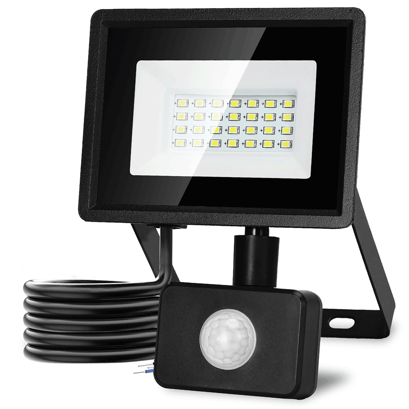 LED Motion Sensor Floodlight Black 20W (Die-casting)