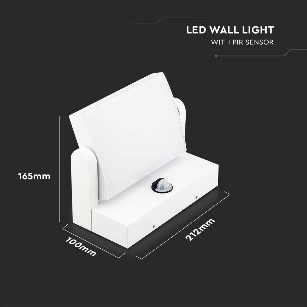 VT-11020S 17W LED WALL LIGHT WITH SENSOR 4000K WHITE BODY IP65