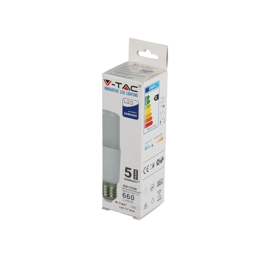 VT-237 8W T37 PLASTIC BULB-SAMSUNG CHIP 6400K E27