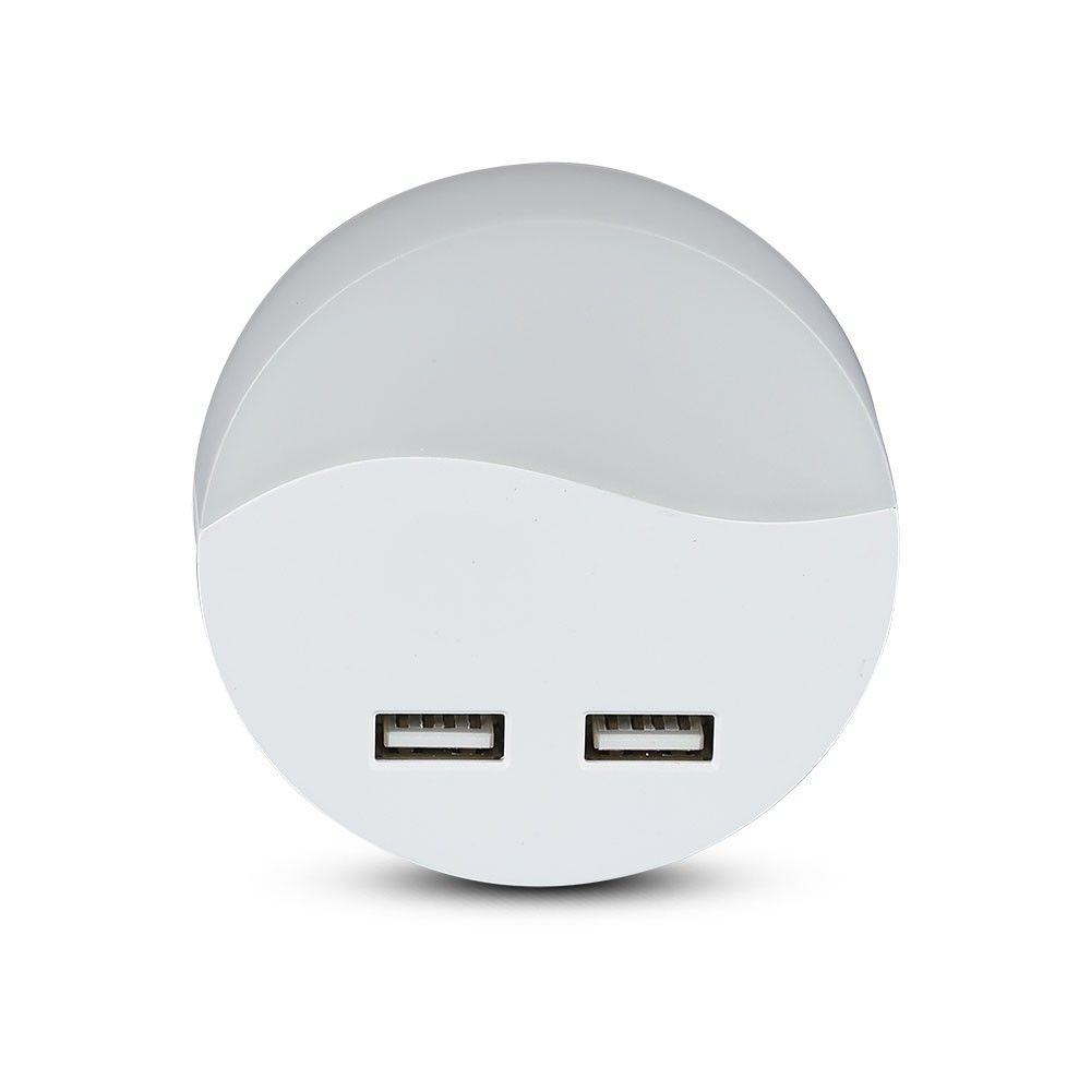 VT-84 0.45W LED NIGHT LIGHT(EU PLUG) WITH USB & SAMSUNG CHIP 4000K-ROUND