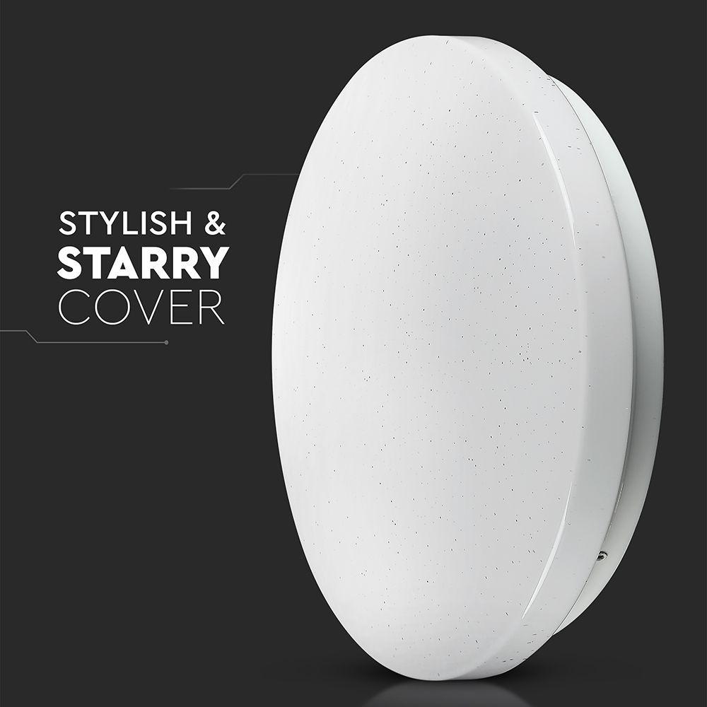 VT-8412-S 12W LED DOME LIGHT-230MM WITH STARRY COVER CCT 3IN1 ROUND