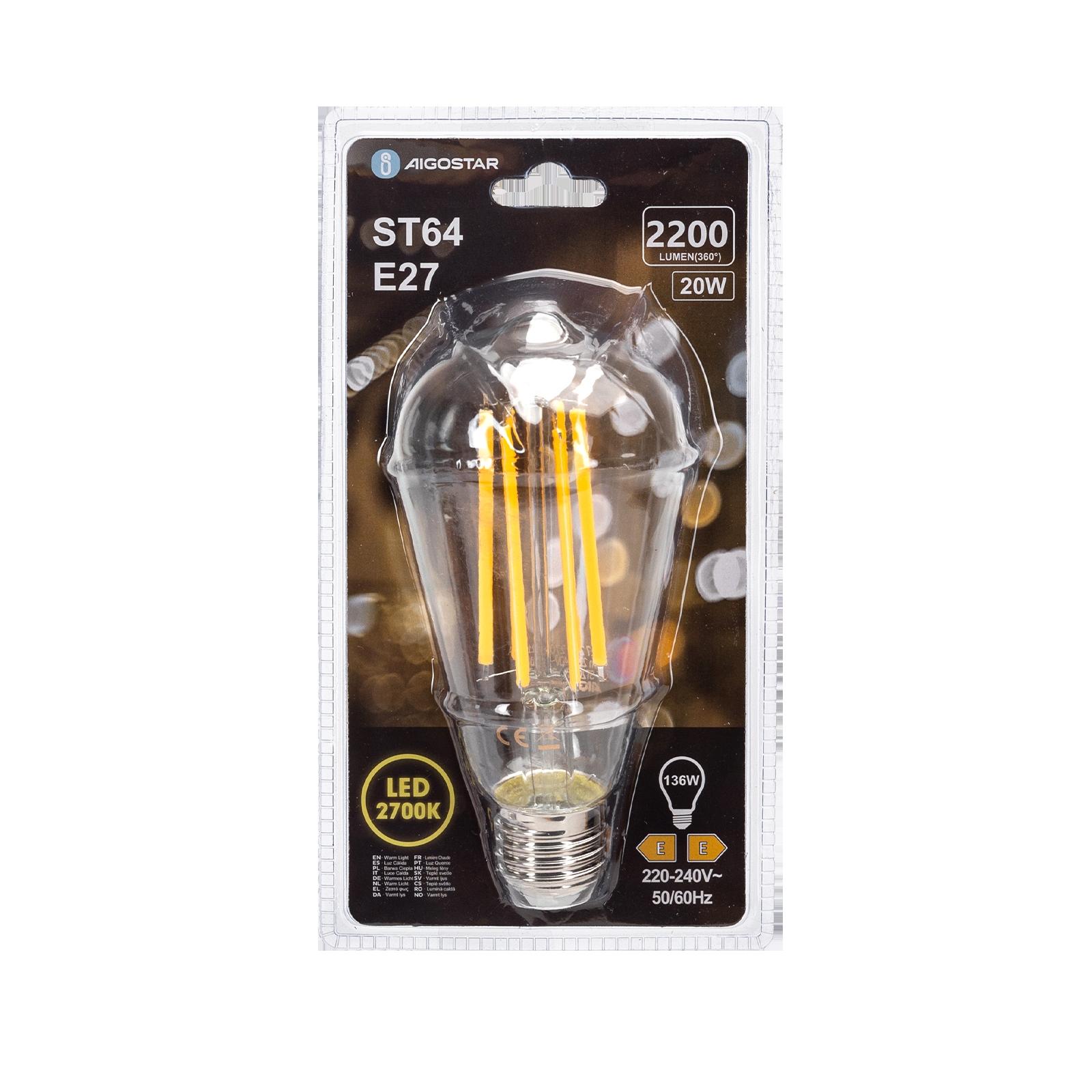 Żarówka LED Filament (Przezroczysta) ST64 E27 20W