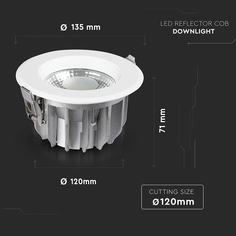 10W Oprawa wpuszczana reflektor LED, Barwa:6400K, HIGH LUMEN, VTAC, SKU 1272