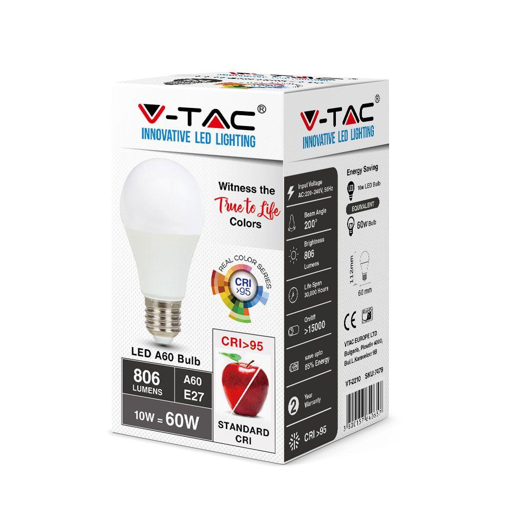 VT-2210 10W A60 LED PLASTIC BULB 2700K E27,CRI>95