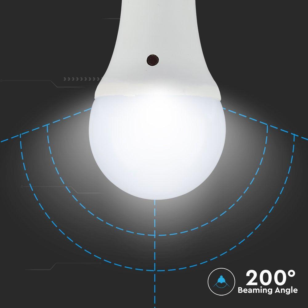 9W A60 Żarówka LED z czujnikiem zmierzchu, Barwa:4000K, Trzonek:E27, VTAC, SKU 4460