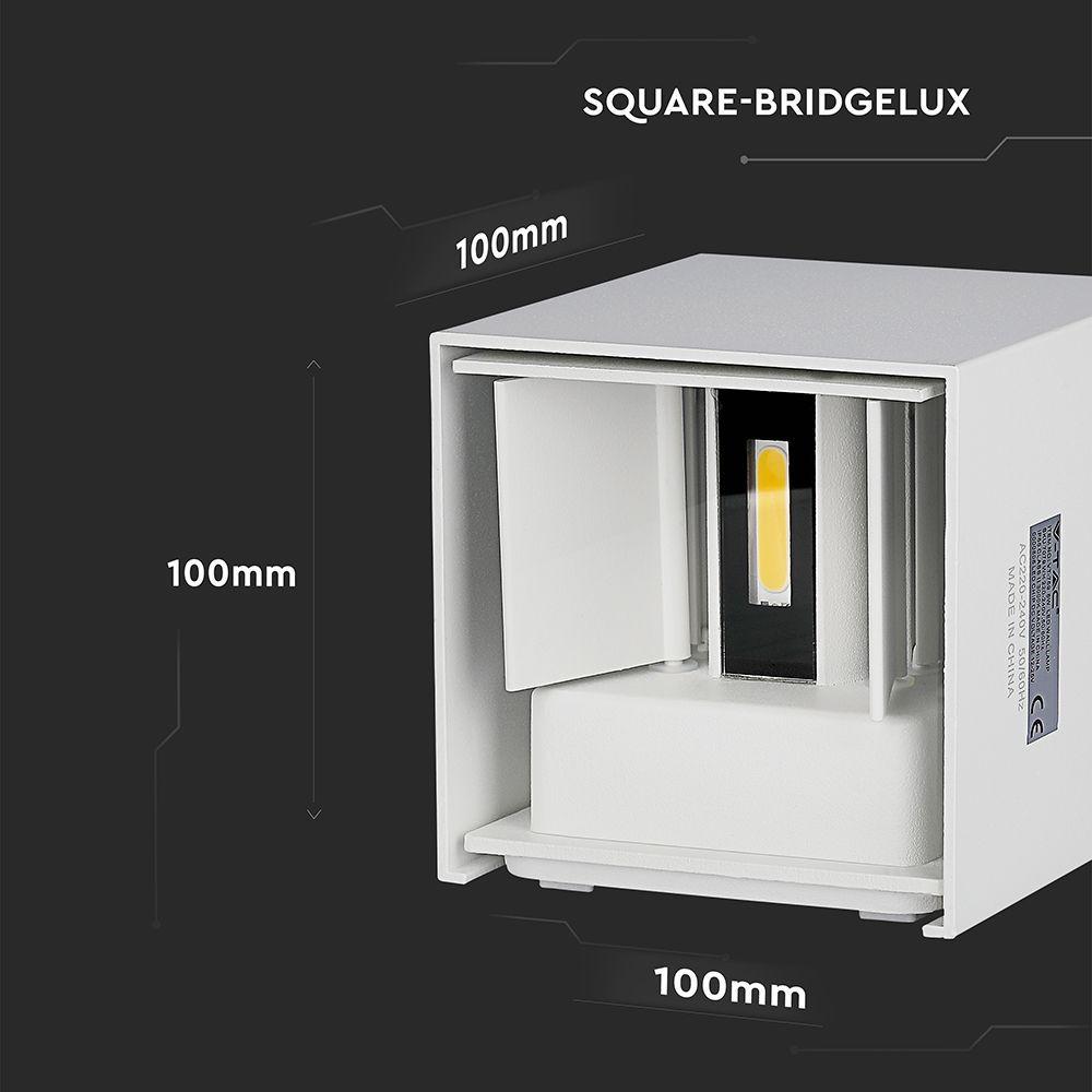 6W Kinkiet kwadrat LED, CHIP BRIDGELUX, Barwa:3000K, Biały, VTAC, SKU 217079