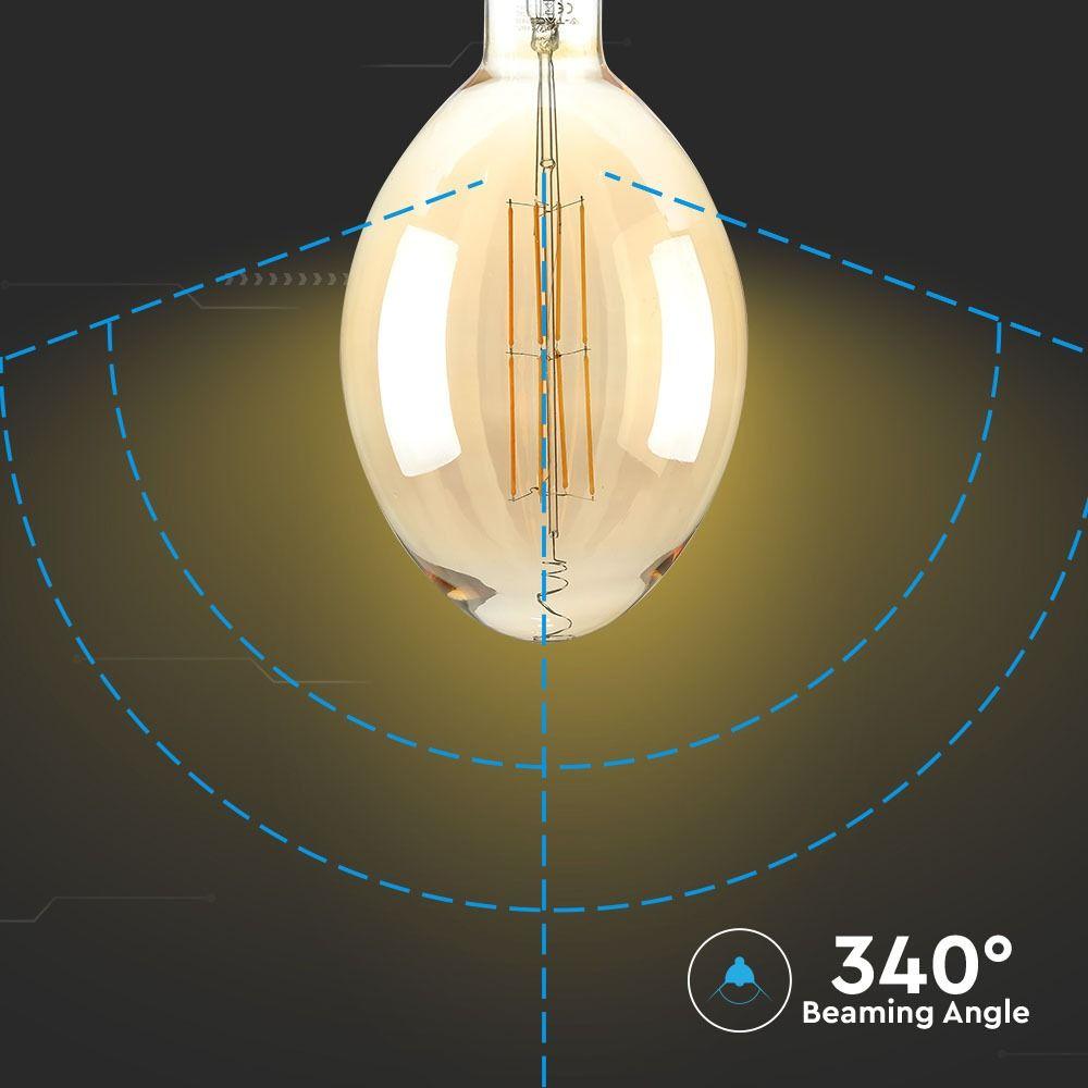 VT-2178D 8W BF180 LED AMBER STRAIGHT FILAMENT BULB 2000K E27 DIMMABLE