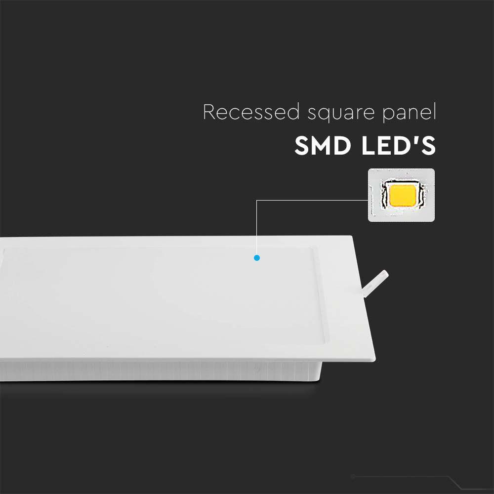 18W Panel LED, Barwa: 3000K, Kształt: Kwadratowy       , VTAC, SKU 10486