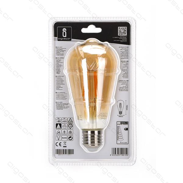 LED Filament Bulb (Amber) ST64 E27 6W