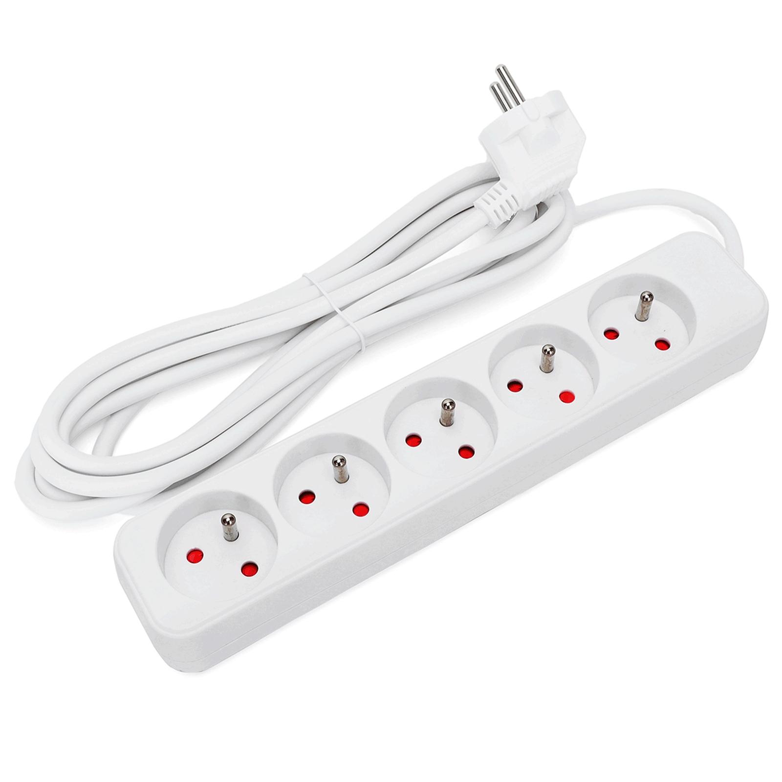 Power strips 5-way 3m H05VV-F 3G1.0m㎡ White