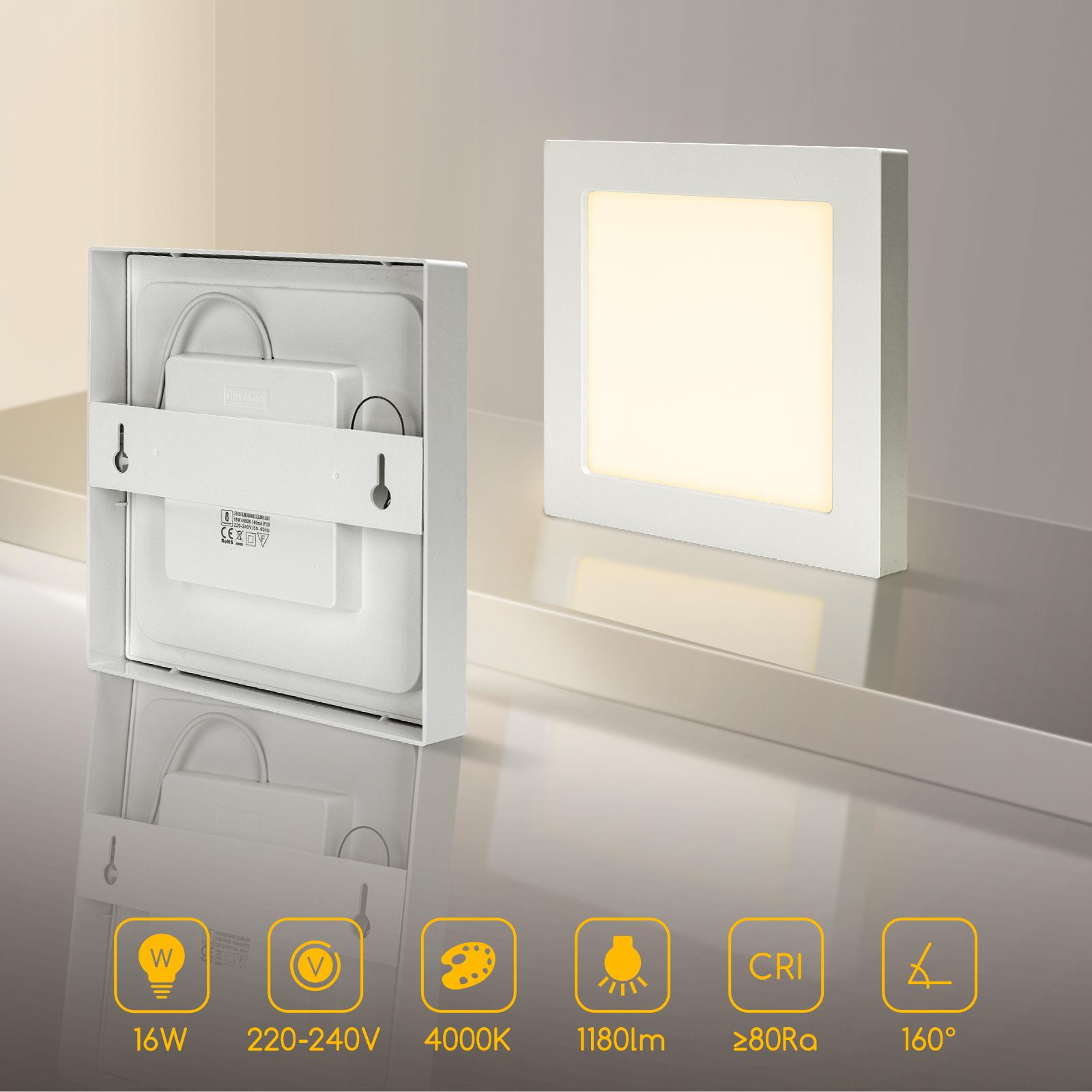 E6 LED  Surface-mounted Square Downlight 16W Natural Light