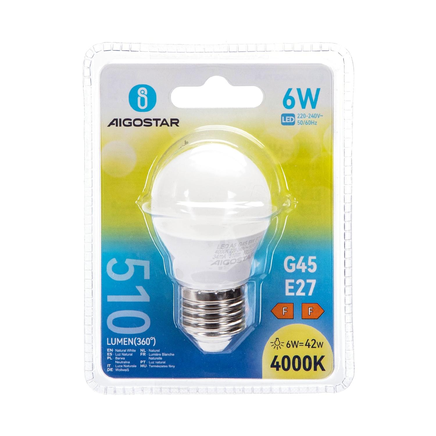 LED E27 6W G45