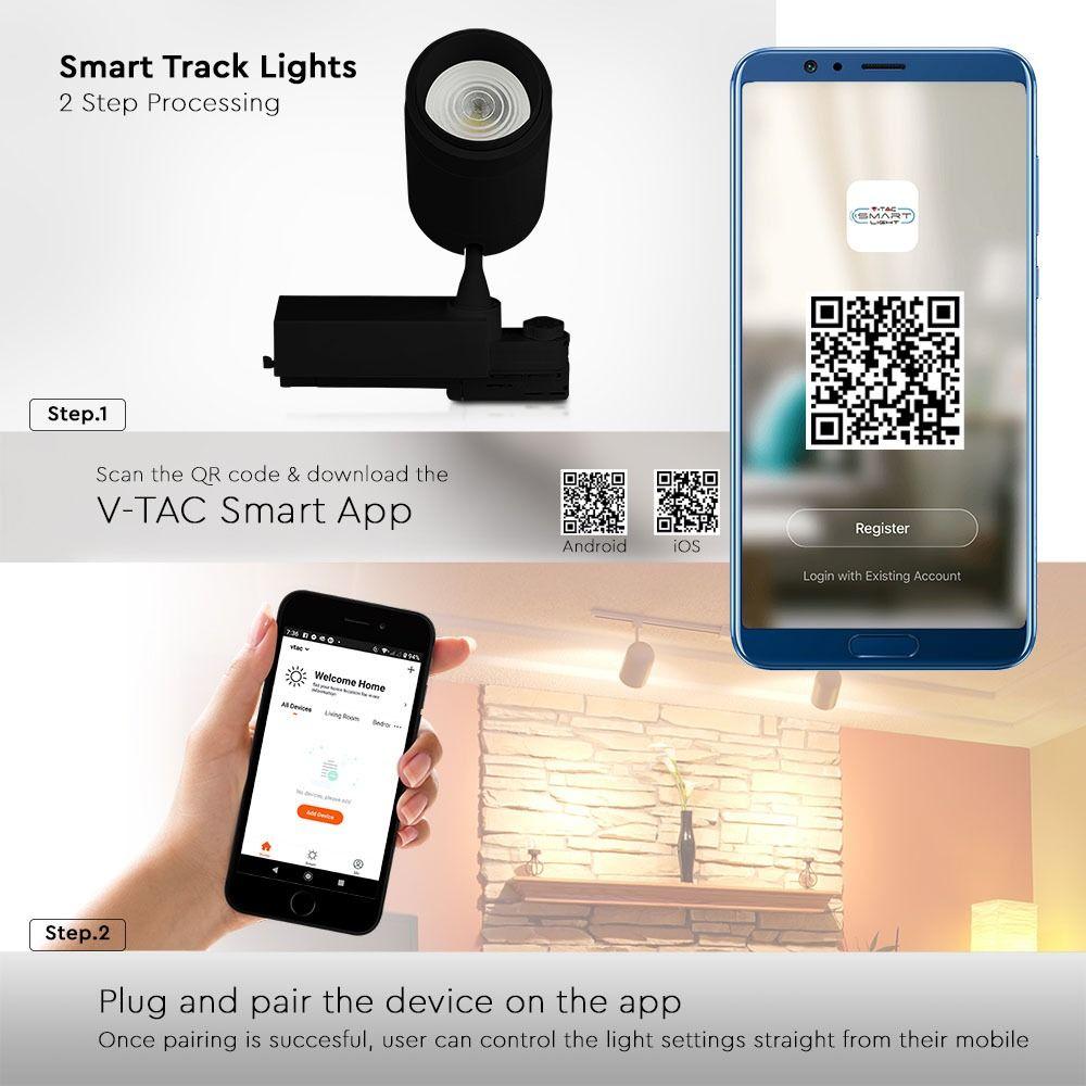 VT-7735 35W SMART LED TRACKLIGHT (DIMMABLE VIA APP) CCT(3IN1)-BLACK BODY