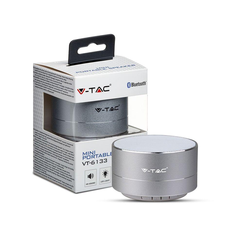 VT-6133 METAL BLUETOOTH SPEAKER WITH MIC & TF CARD SLOT-400mah BATTERY-SILVER