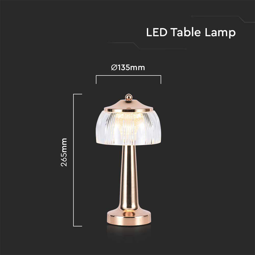 VT-1048 LED TABLE LAMP 1800mAH BATTERY 13.5x26.5CM 3IN1 FRENCH GOLD BODY