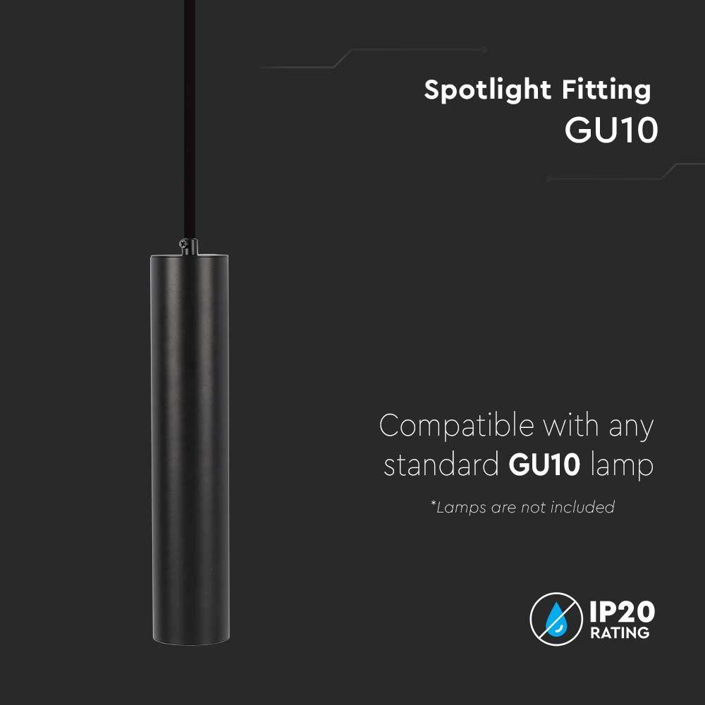 VT-976 1xGU10 HANGING PENDANT BLACK D:60x300MM