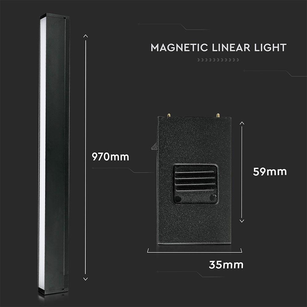 30W Lampa liniowa LED na szynoprzewód MAGNETIC, Barwa:3000K, Czarny, IP20, Zasilanie:24V , VTAC, SKU 7956