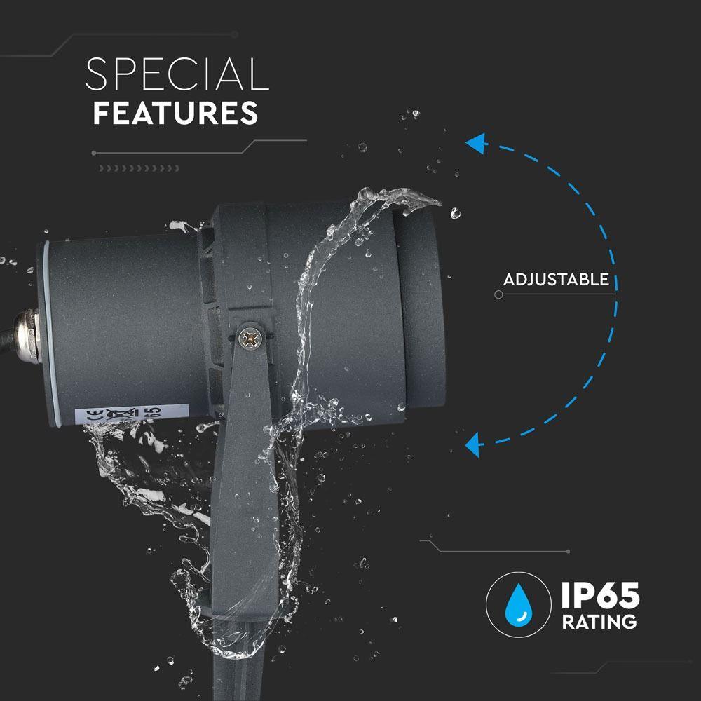 12W Oprawa ogrodowa SPIKE, Barwa:3000K, Obudowa: Szara , VTAC, SKU 7550