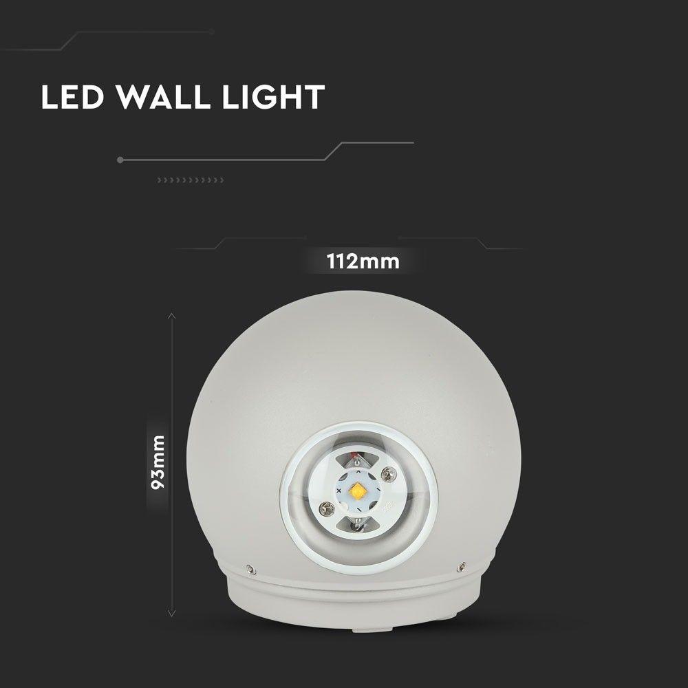 6W Lampa ścienna LED, Barwa:4000K, Obudowa: Szara, VTAC, SKU 8306