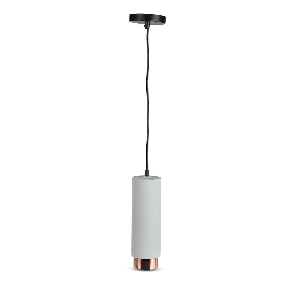 VT-864 GU10 PENDANT (GYPSUM WITH METAL)-GREY WITH MATT ROSE GOLD BOTTOM