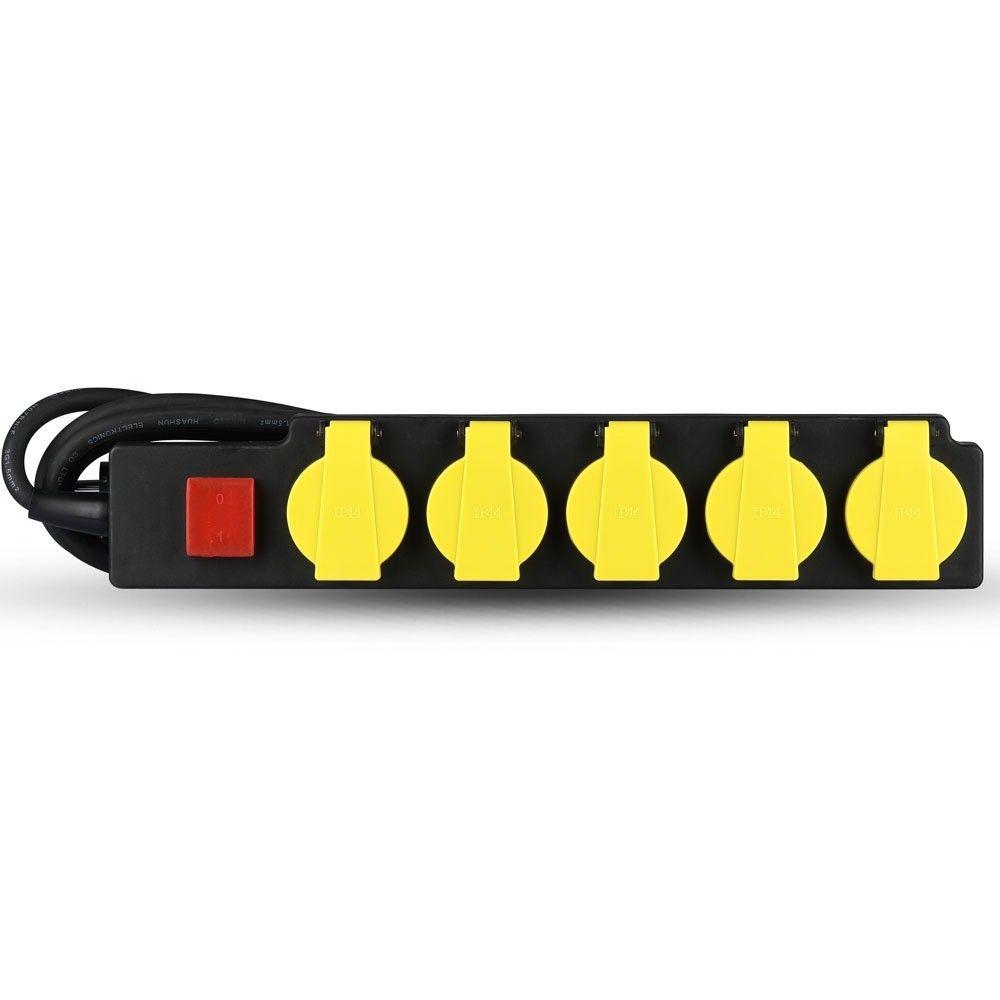 VT-1125-3 5 WAYS SOCKET (3G1.5MMX3M)-IP44-BLACK+YELLOW