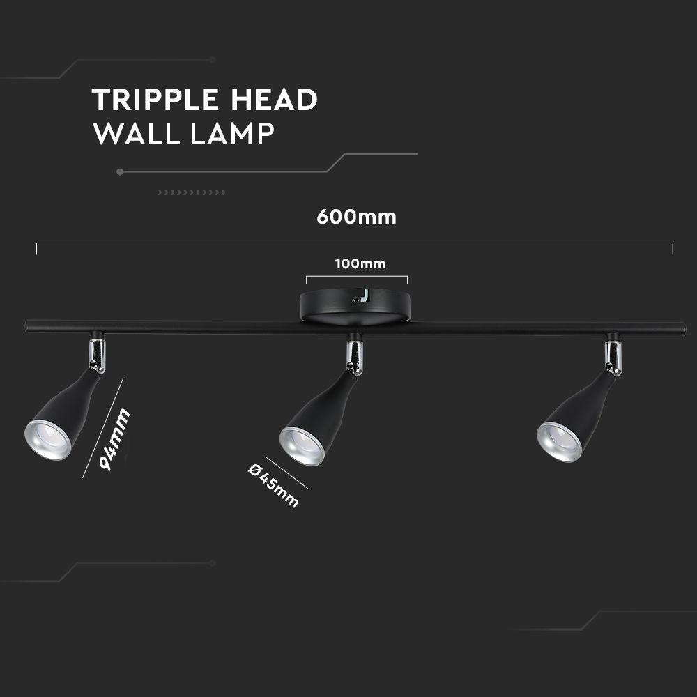 13.5W Lampa sufitowa, Barwa:3000K , Czarny, VTAC, SKU 218271