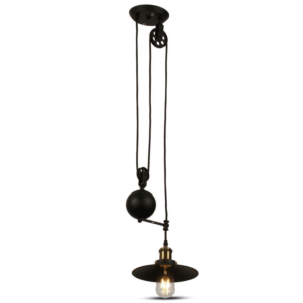 VT-7201 VINTAGE METAL PENDANT LIGHT WITH PULLEY-BLACK-E27