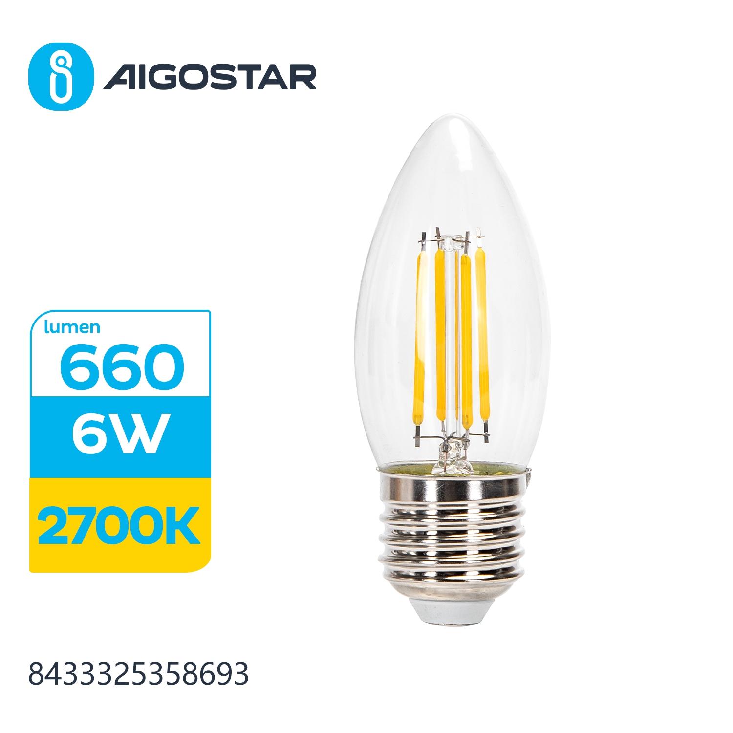 LED Filament Bulb (Clear) C35 E27 6W