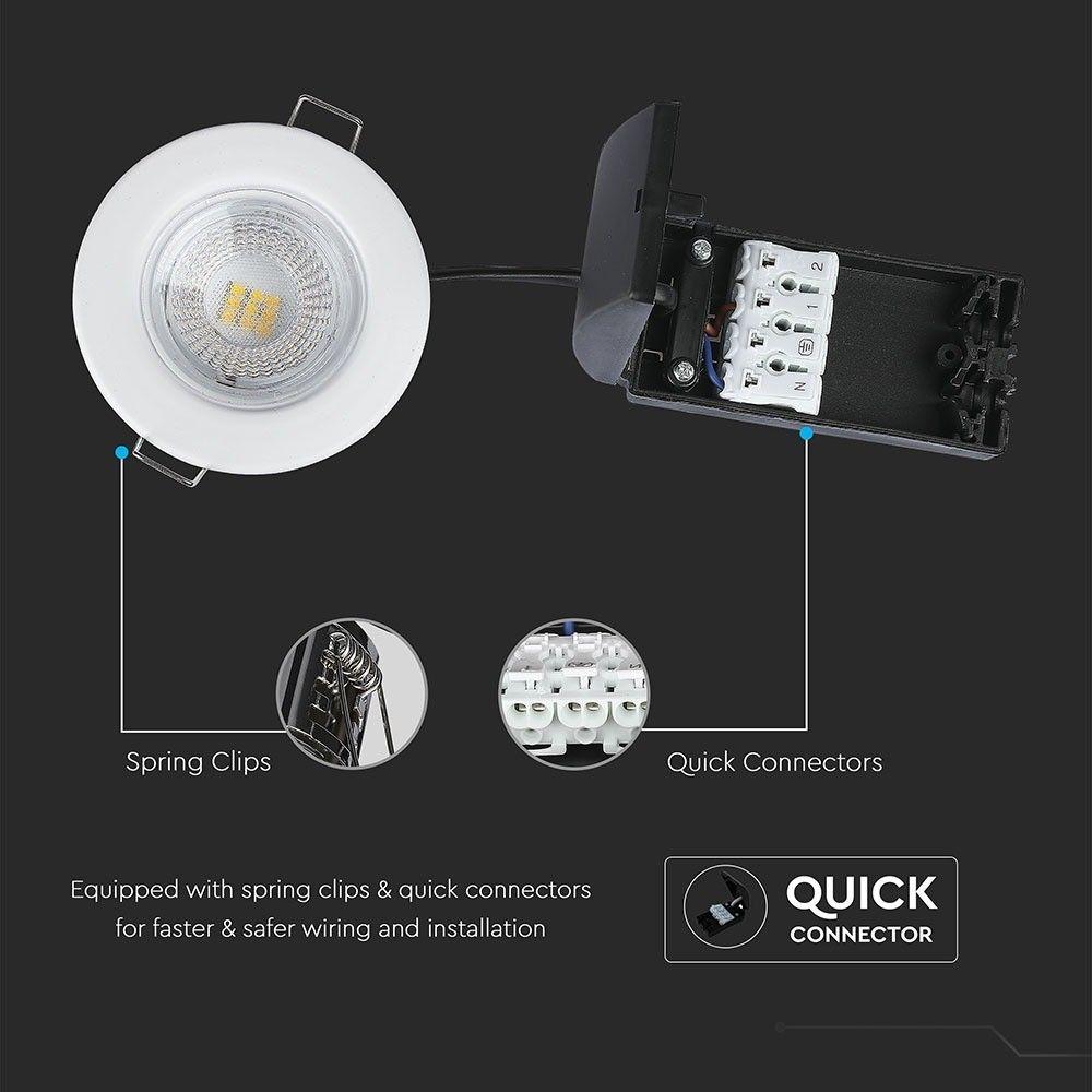 VT-885 5W SPOTLIGHT FIRERATED FITTING SAMSUNG CHIP 3000K -WHITE DIMMABLE