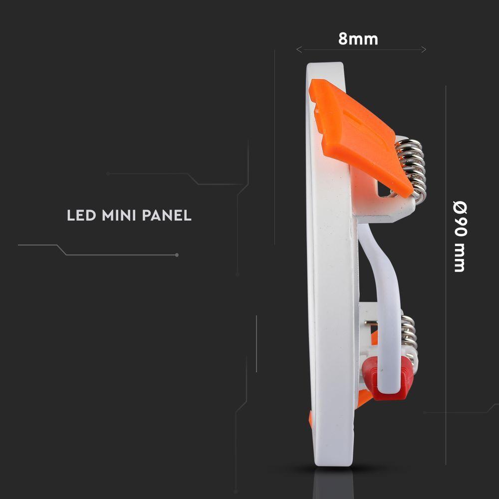 VT-888 8W LED SLIM PANEL 3000K ROUND