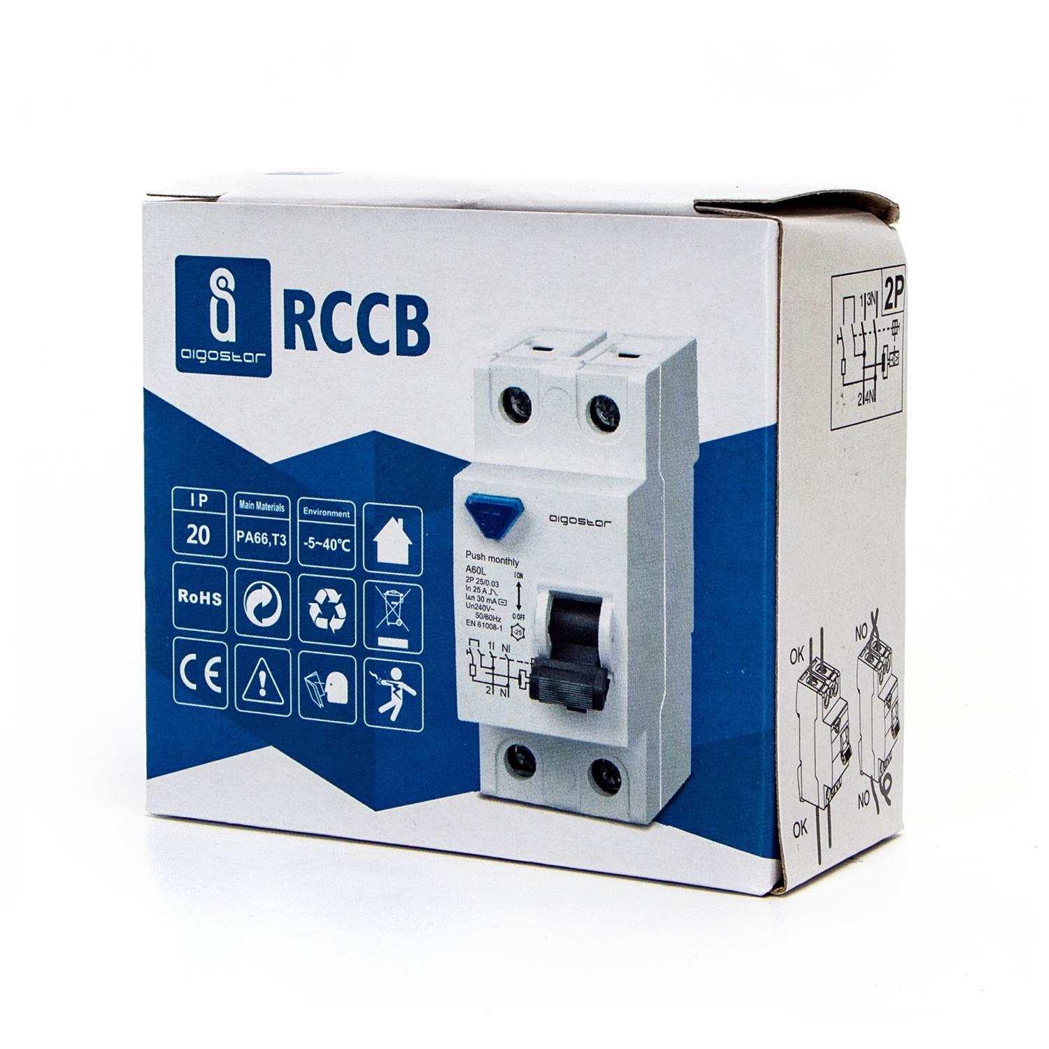 Residual Current Circuit Breaker 2P 50A 30mA AC Gray