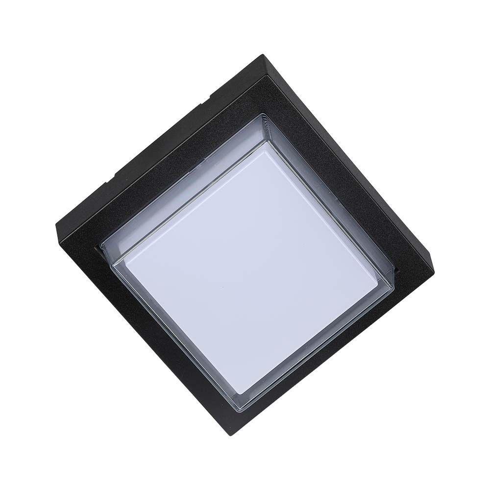 7W Lampa ścienna LED, Barwa:3000K, Obudowa: Czarny, Kwadratowa, VTAC, SKU 218612