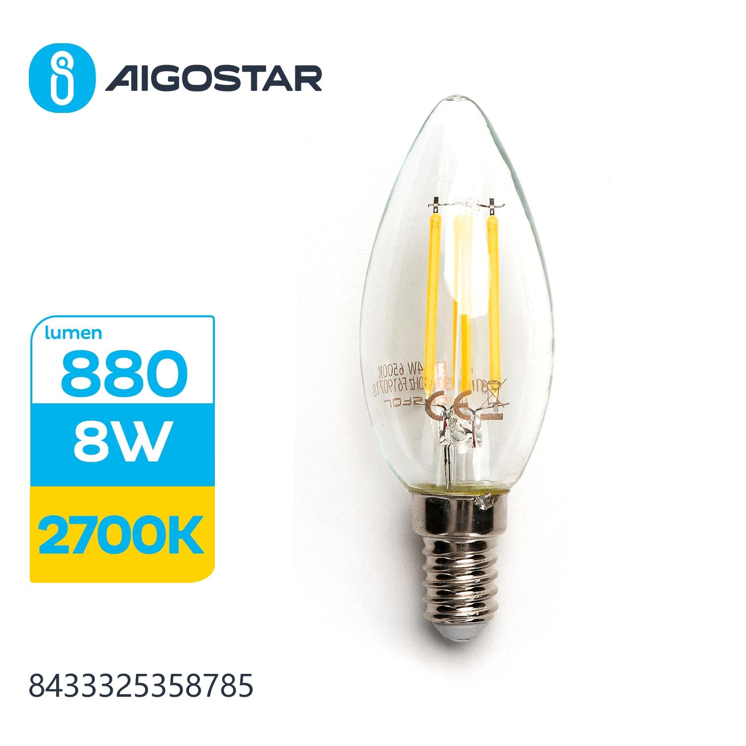 LED Filament Bulb (Clear) C35 E14 8W