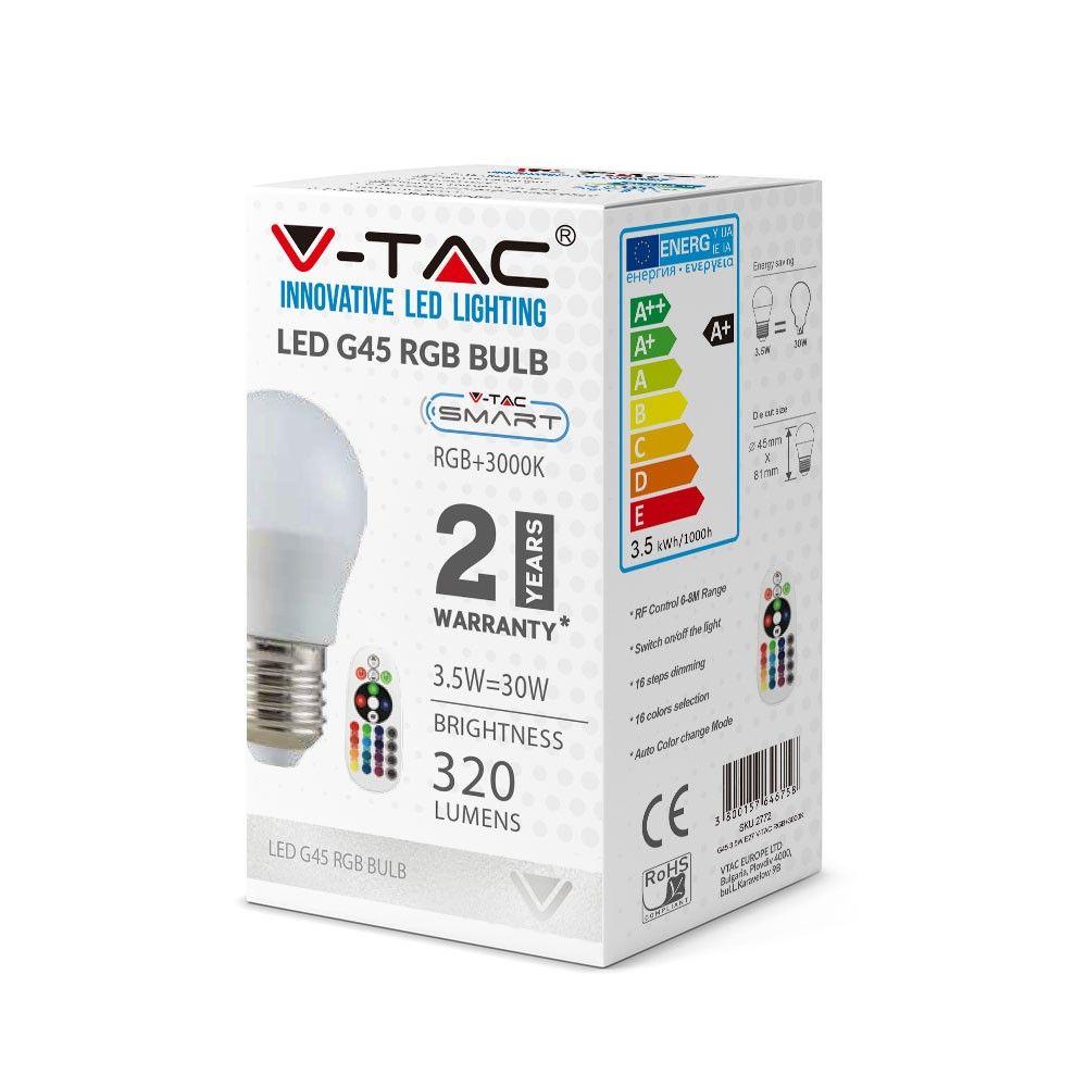 VT-2224 3.5W G45 LED BULB (RF CONTROL - DIMMABLE) RGB+3000K DIMMABLE E27